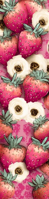 Free strawberry bookmark featuring white flowers and red strawberries